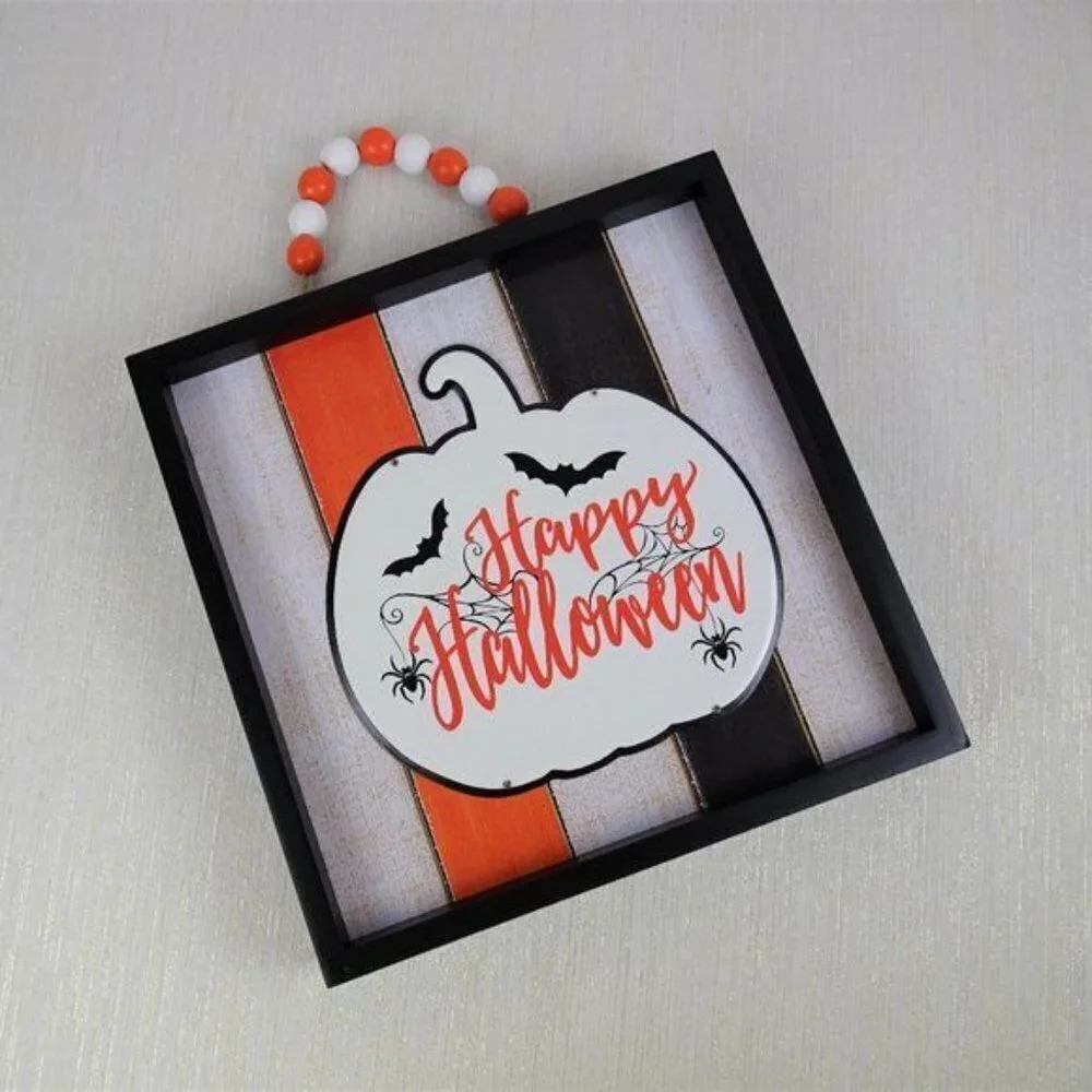 New Happy Halloween Wooden Box Decor Art Sign
